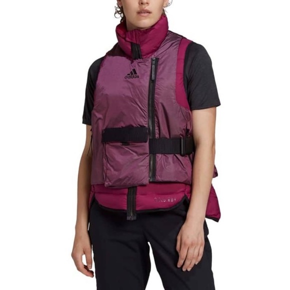New Urban Adidas COLD RDY Outdoor Hyper Dry 600P Down Vest 2 FT2455 Plum Size L